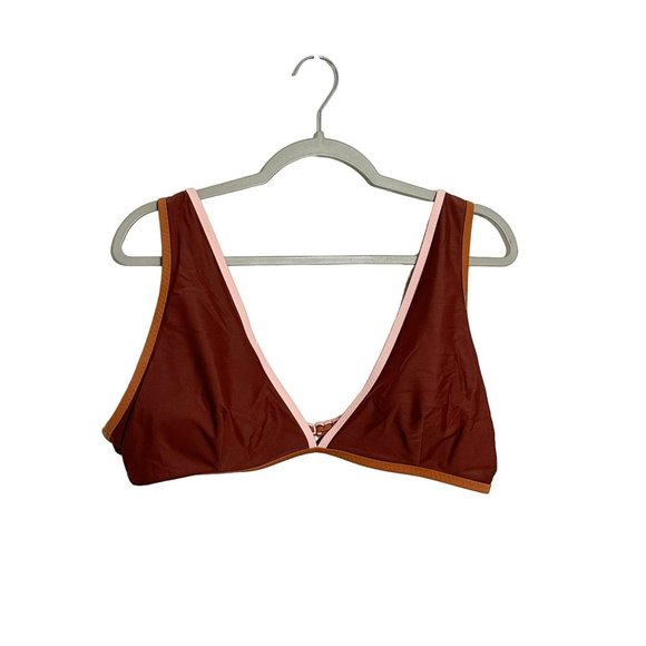 aerie Other - Aerie Bikini Top Wide Strap Plunge Swim Top Brown Size XXL
